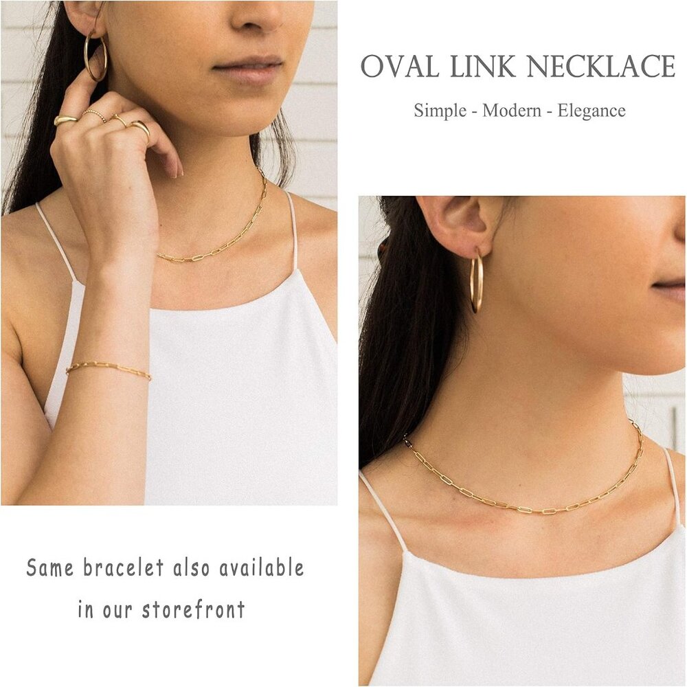 18K Gold Plated Paperclip Chain Choker Satellite Chain Freshwater Cultured Biwa - Picture 4 of 6